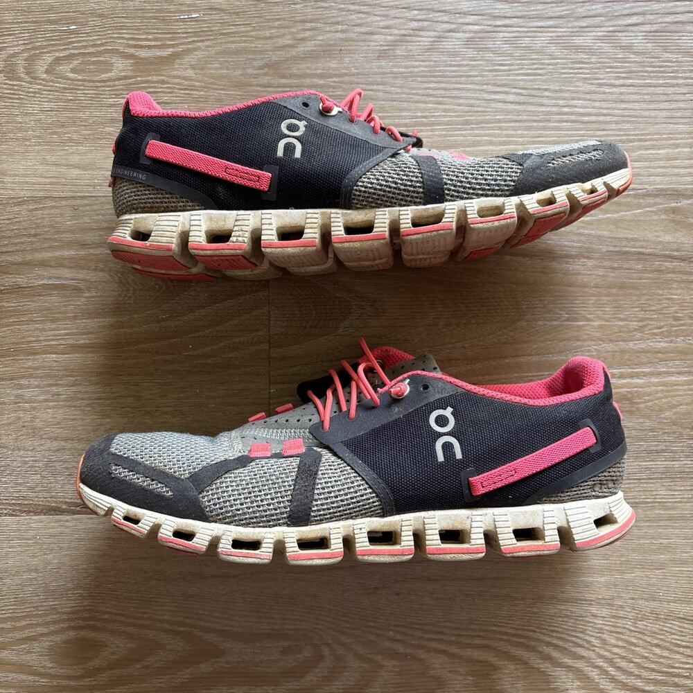 On Cloud Shoes Womens 8.5 Gray Pink Mesh Swiss Engineering Running Gym Exercise